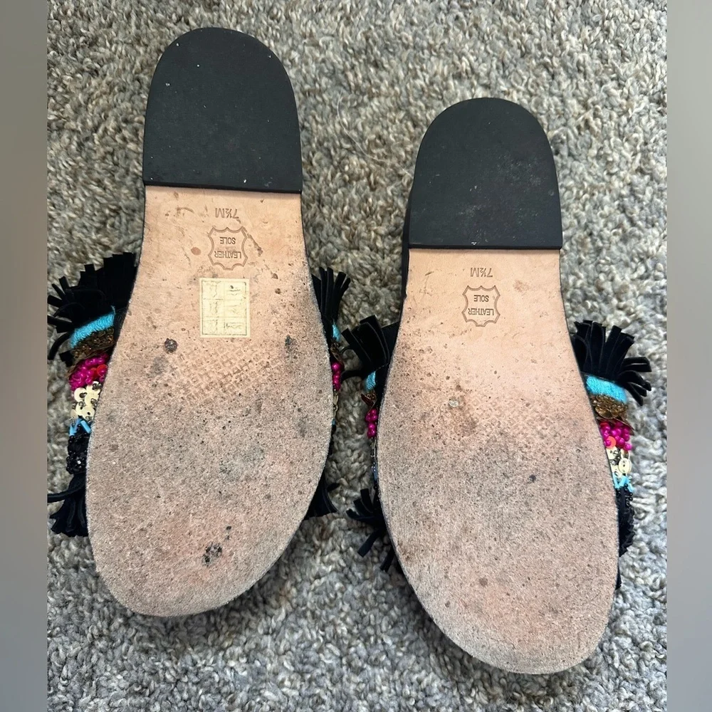 Tory Burch Isle Slide Slipon Sandal Navy Black Sequin Size 7.5